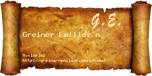 Greiner Emilián névjegykártya